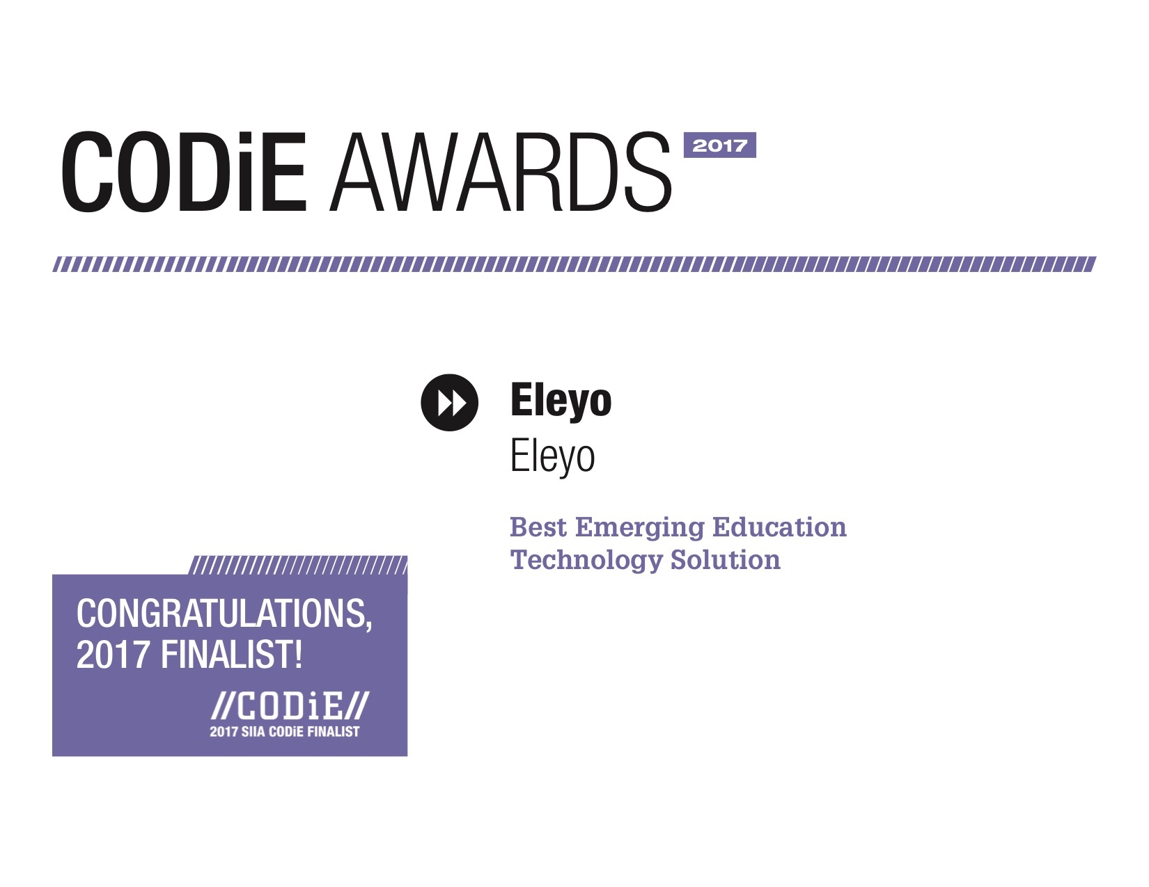Eleyo Named Award Finalist for Best Emerging Education Technology Solution